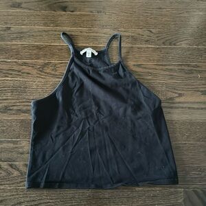Black Cropped Halter Top